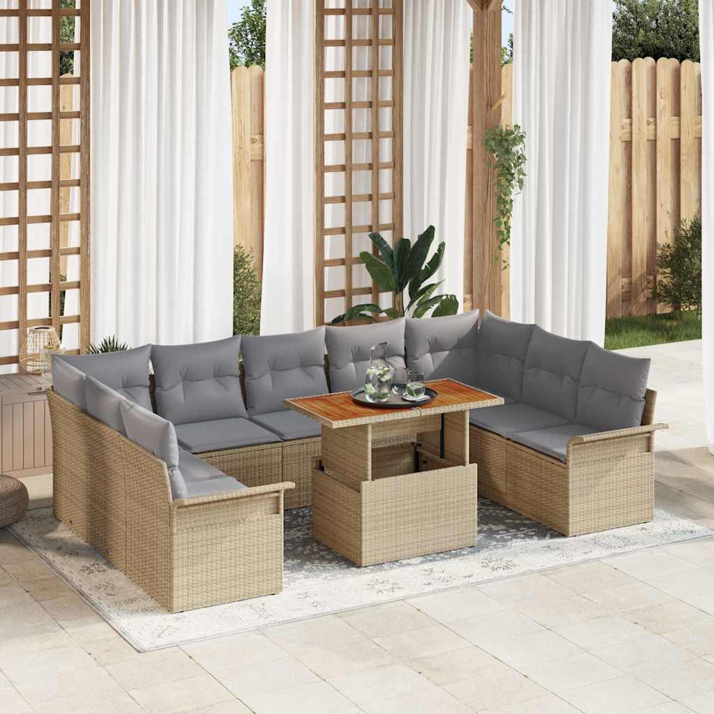 Havesofa Sæt 10 stk. beige og lysegrå
