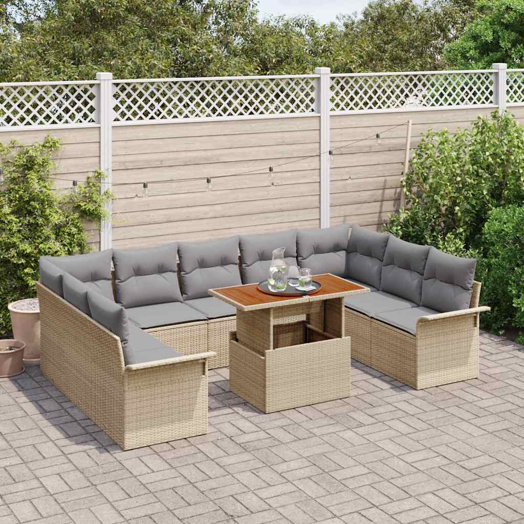 Havesofa Sæt 10 stk. beige og lysegrå