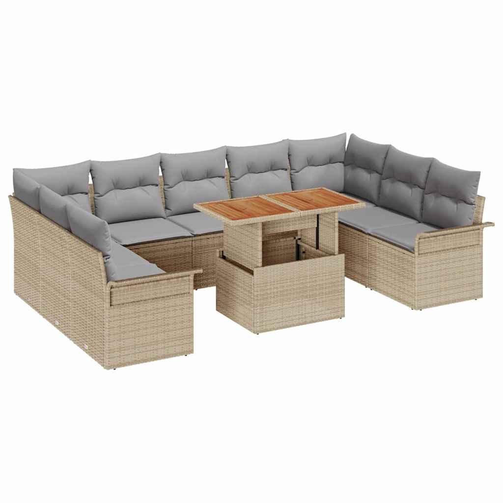 Havesofa Sæt 10 stk. beige og lysegrå