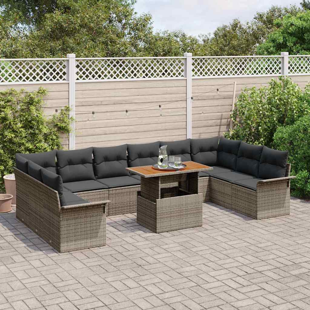 Havesofa Sæt 11 stk. Grå polyrattan