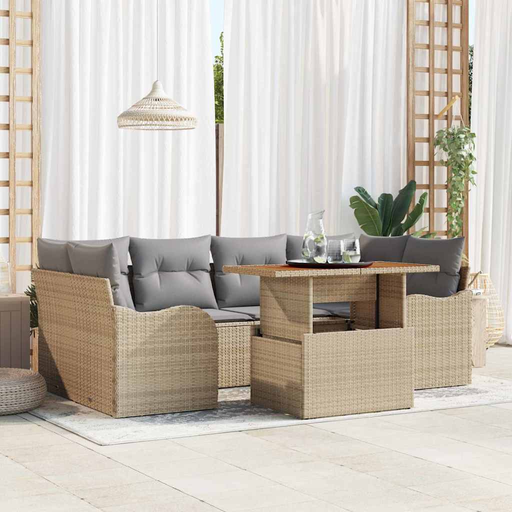Havesofa Sæt 7 stk. beige og lysegrå