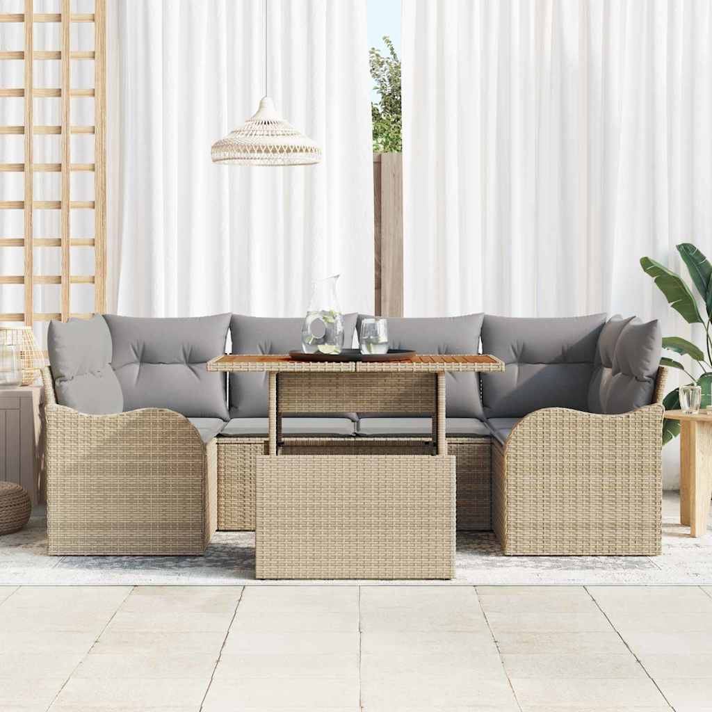 Havesofa Sæt 7 stk. beige og lysegrå