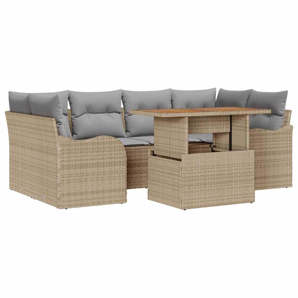 Havesofa Sæt 7 stk. beige og lysegrå