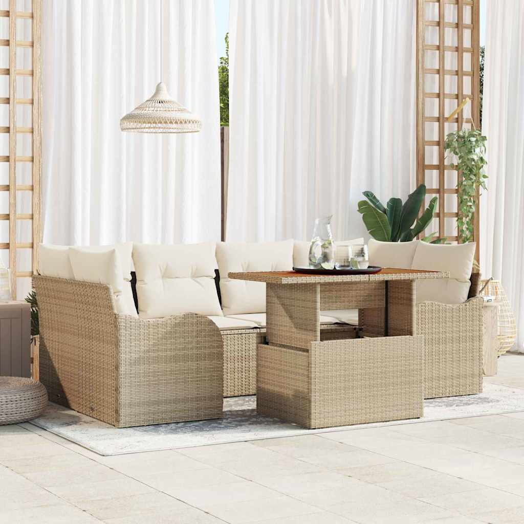 Havesofa Sæt 7 stk. beige og cremefarvet