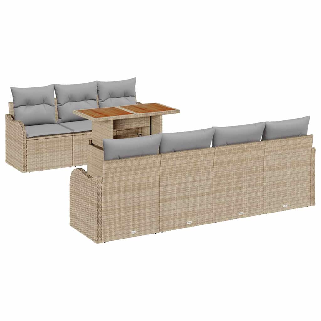 Havesofa Sæt 8 stk. beige og lysegrå