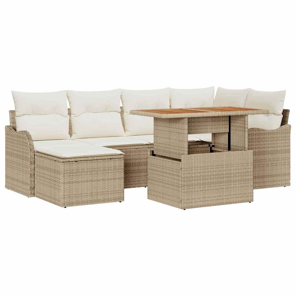 Havesofa Sæt 7 stk. beige og cremefarvet