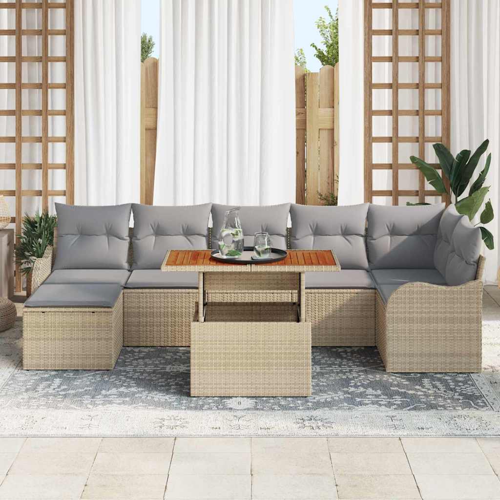 Havesofa Sæt 8 stk. beige og lysegrå