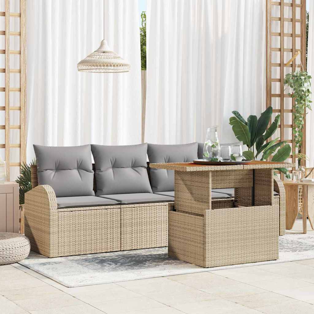 Havesofa Sæt 5 stk. Beige og lys grå