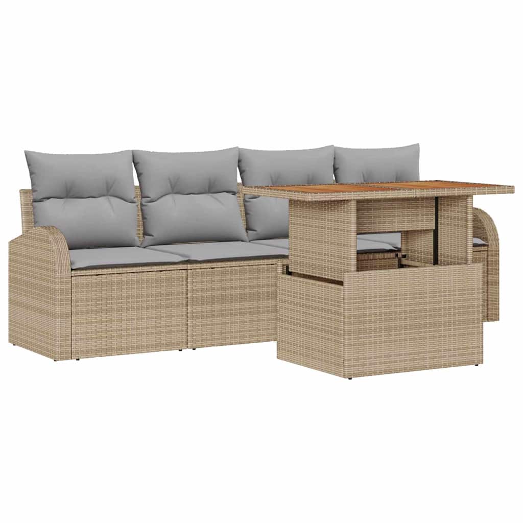 Havesofa Sæt 5 stk. Beige og lys grå