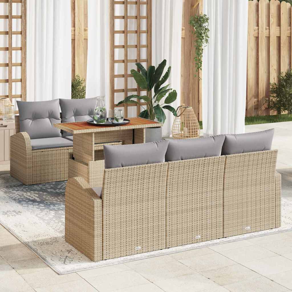 Havesofa Sæt 6 stk. beige og lysegrå