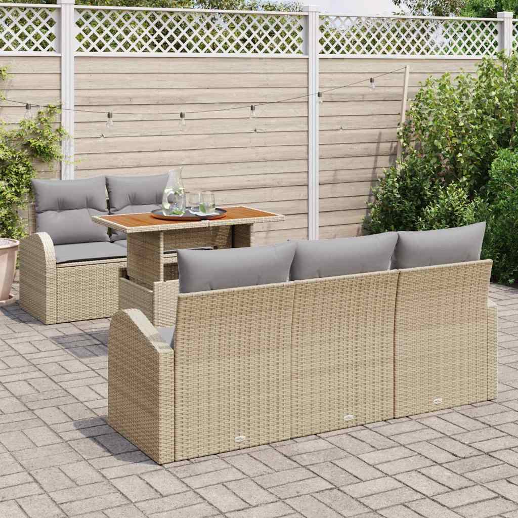 Havesofa Sæt 6 stk. beige og lysegrå