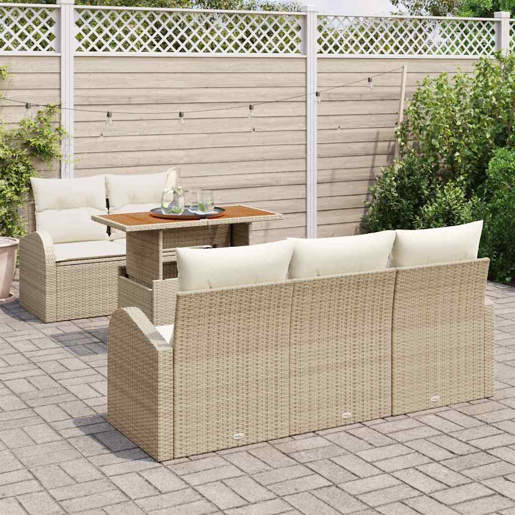 Havesofa Sæt 6 stk. beige og cremefarvet