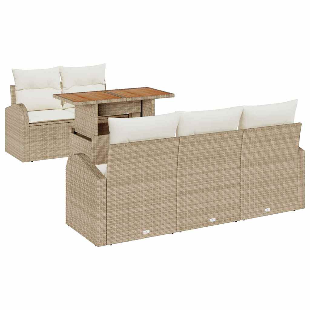 Havesofa Sæt 6 stk. beige og cremefarvet