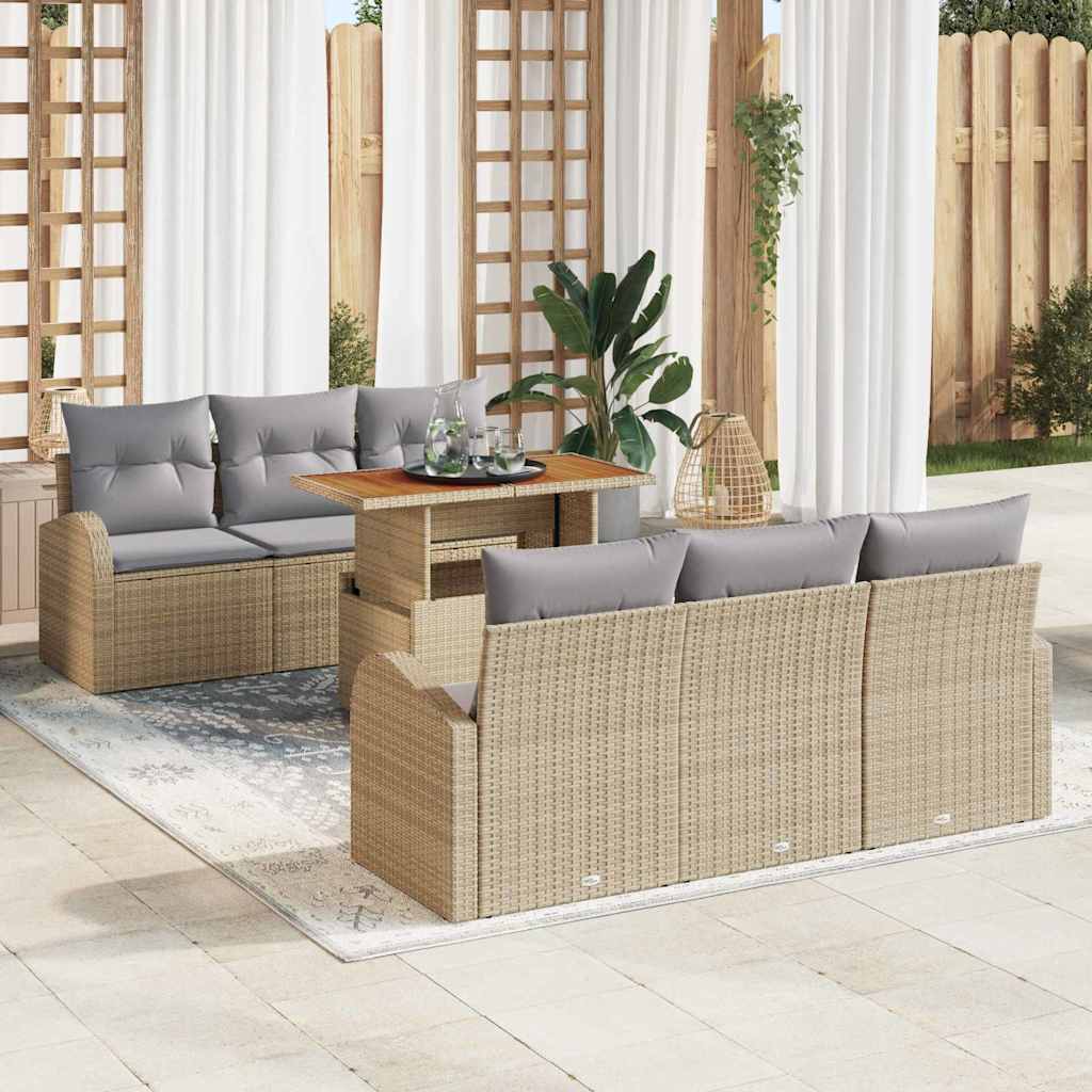 Havesofa Sæt 7 stk. beige og lysegrå