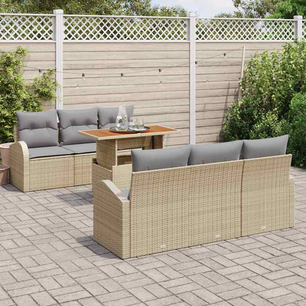 Havesofa Sæt 7 stk. beige og lysegrå