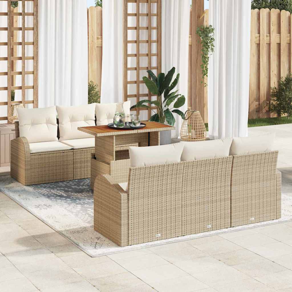 Havesofa Sæt 7 stk. beige og cremefarvet