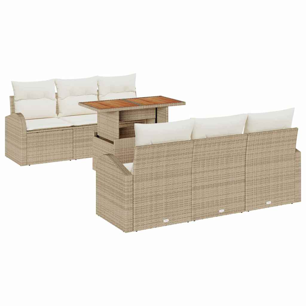 Havesofa Sæt 7 stk. beige og cremefarvet
