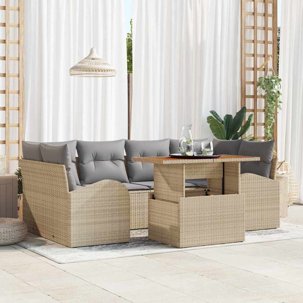 Havesofa Sæt 7 stk. beige og lysegrå