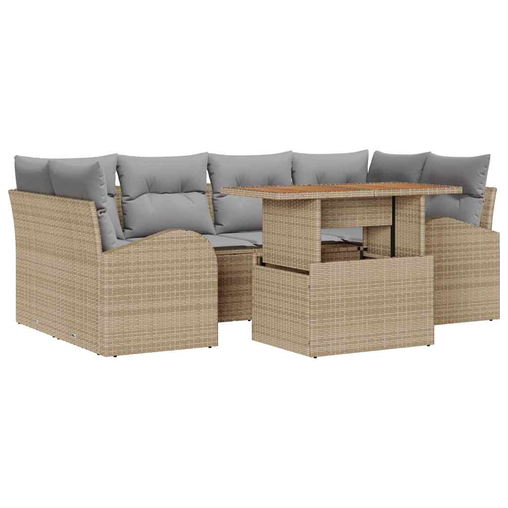 Havesofa Sæt 7 stk. beige og lysegrå
