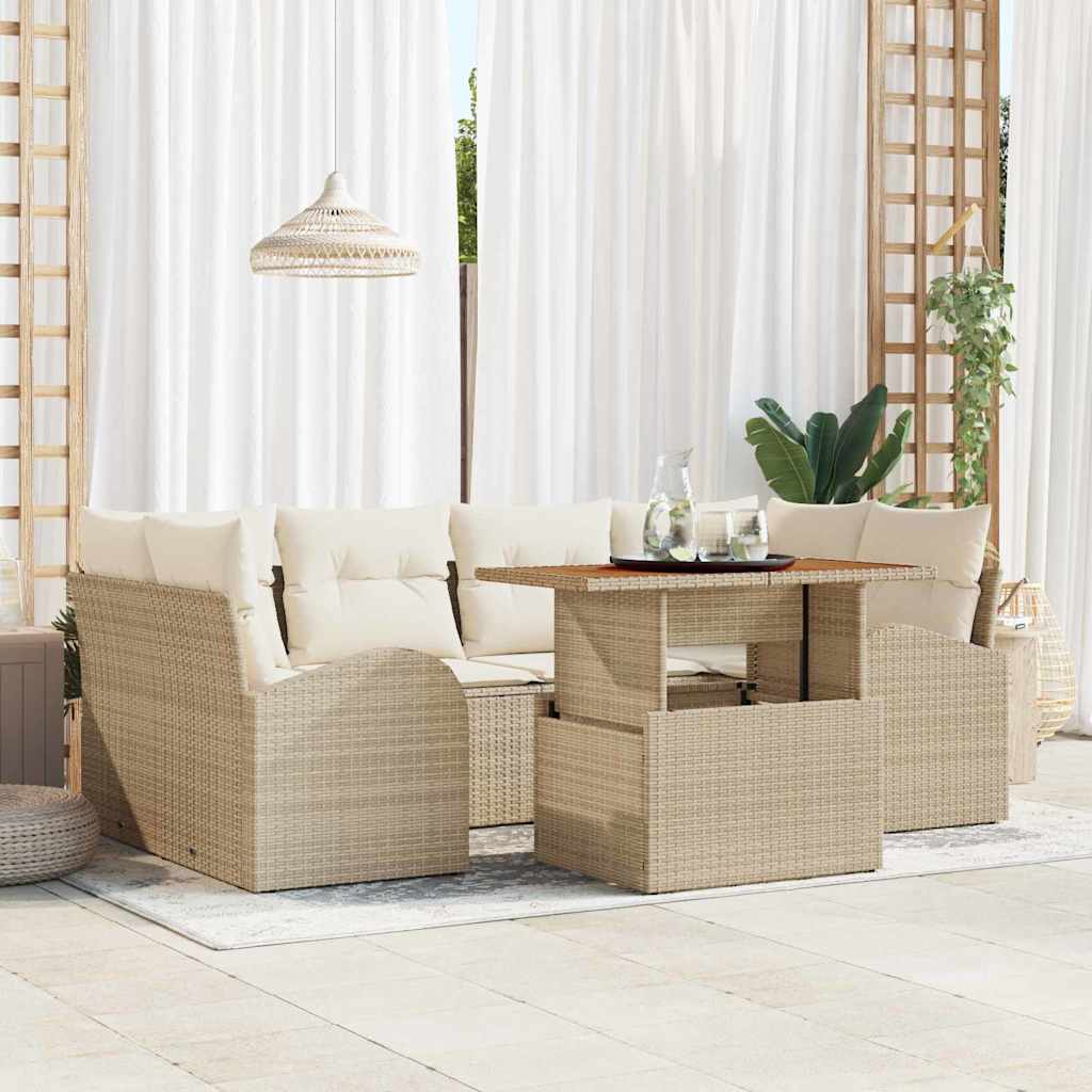 Havesofa Sæt 7 stk. beige og cremefarvet