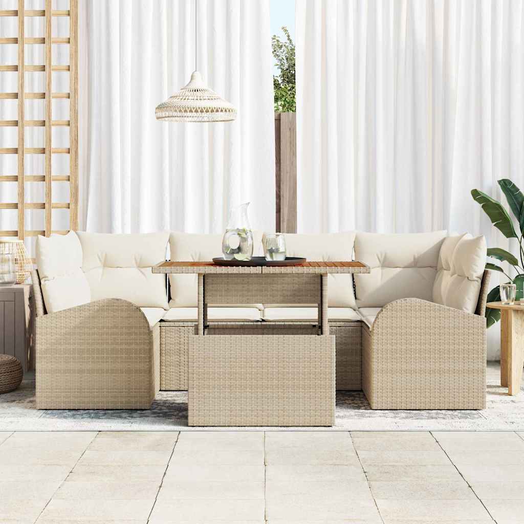 Havesofa Sæt 7 stk. beige og cremefarvet