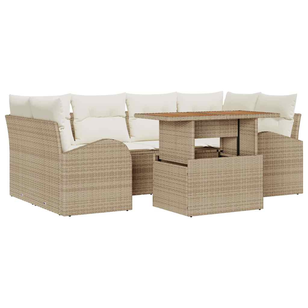 Havesofa Sæt 7 stk. beige og cremefarvet