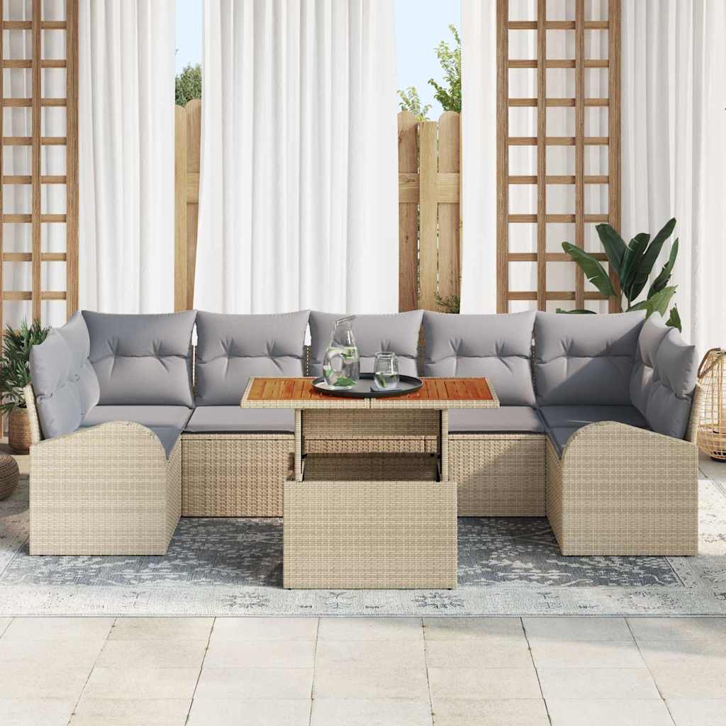 Havesofa Sæt 8 stk. beige og lysegrå
