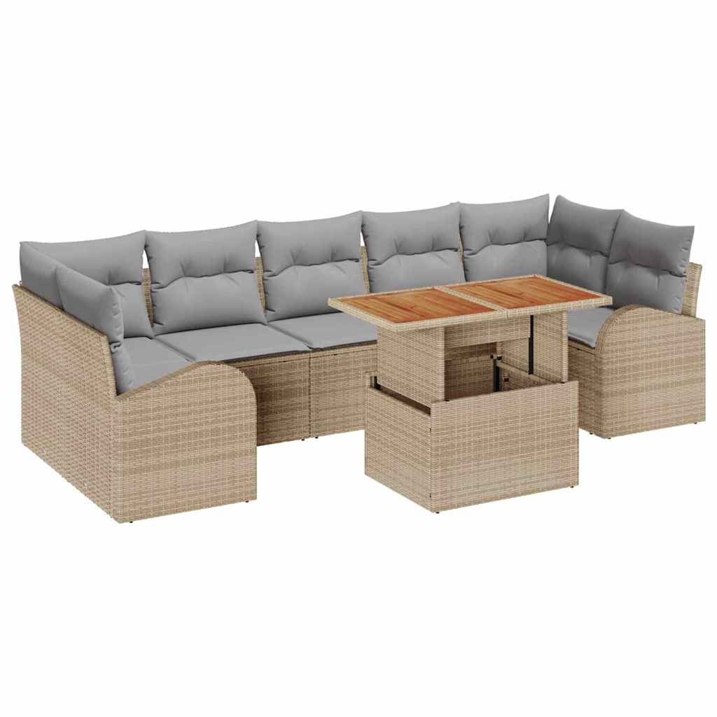Havesofa Sæt 8 stk. beige og lysegrå