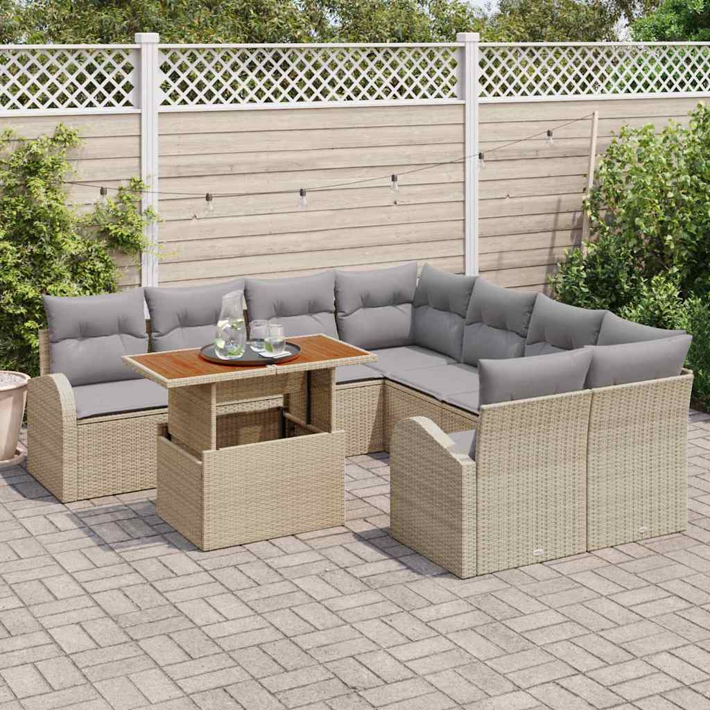 Havesofa Sæt 9 stk. beige og lysegrå