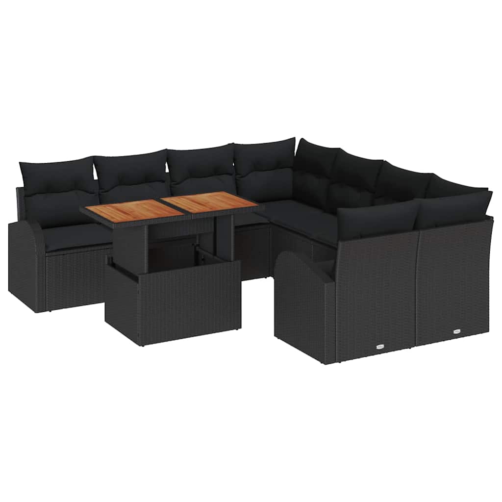 Havesofa Sæt 9 stk. Sort