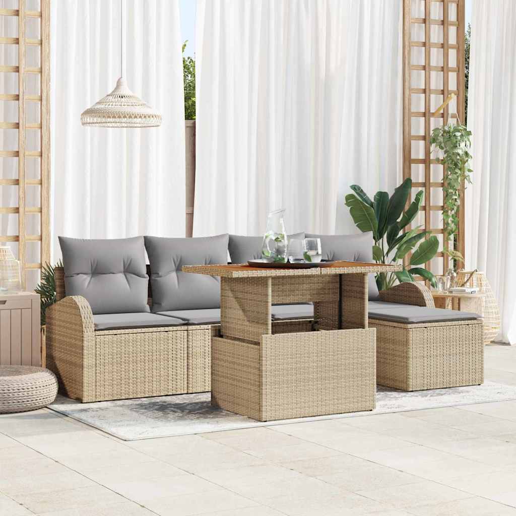 Havesofa Sæt 6 stk. beige og lysegrå