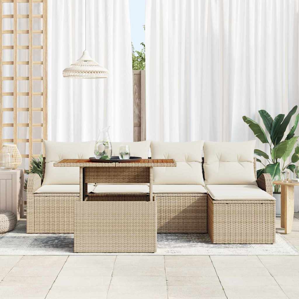 Havesofa Sæt 6 stk. beige og cremefarvet