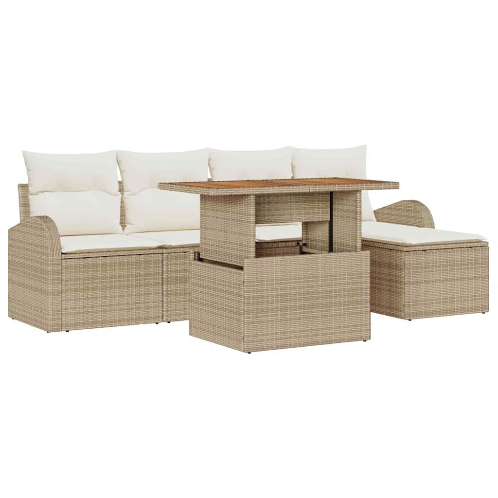 Havesofa Sæt 6 stk. beige og cremefarvet