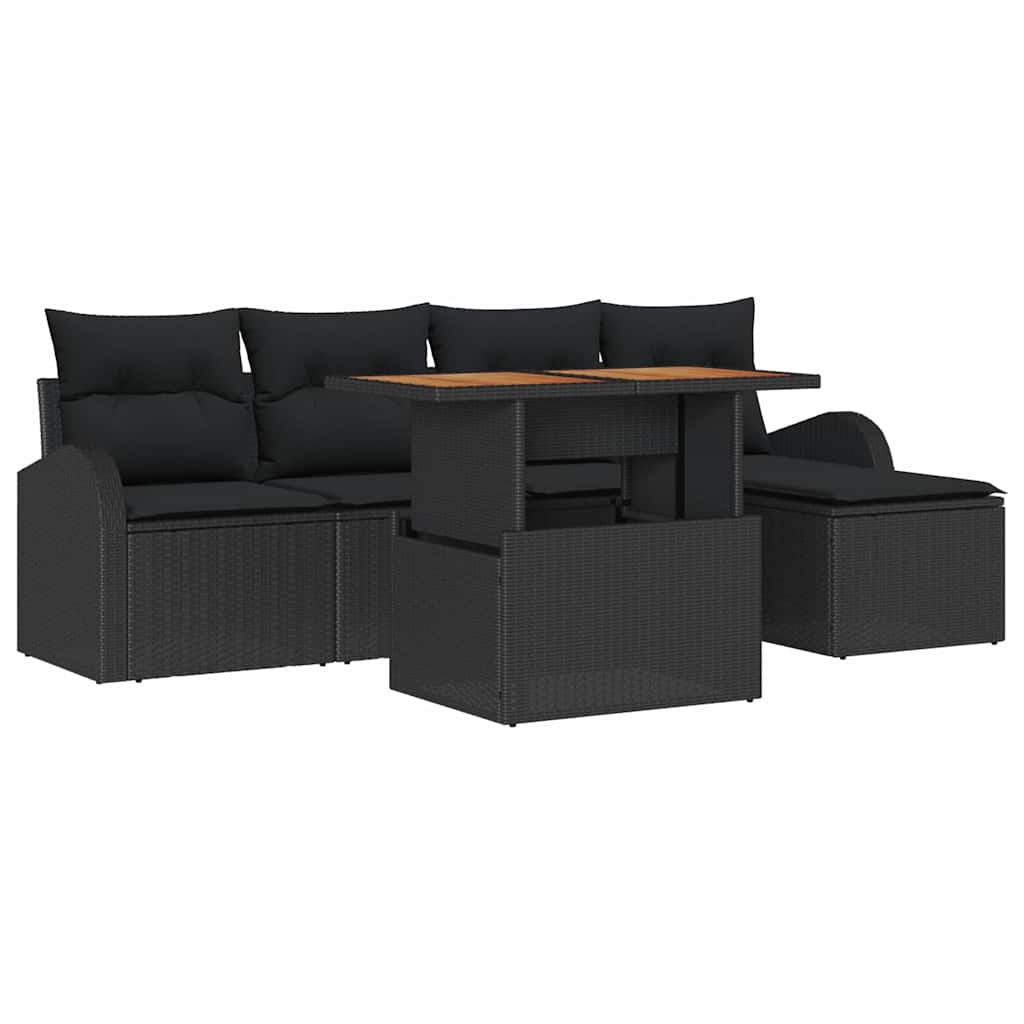 Havesofa Sæt 6 stk. Sort