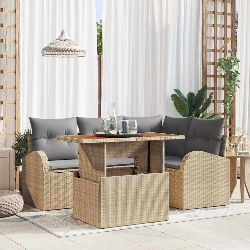 Havesofa Sæt 5 stk. beige og lysegrå
