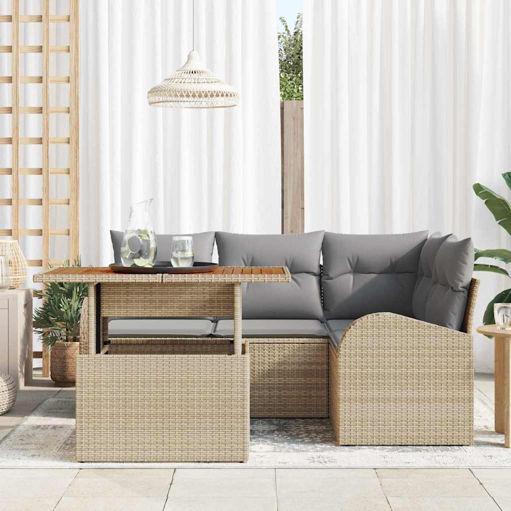 Havesofa Sæt 5 stk. beige og lysegrå