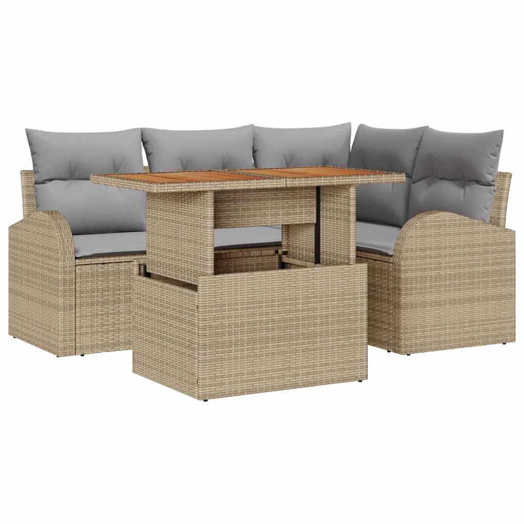 Havesofa Sæt 5 stk. beige og lysegrå