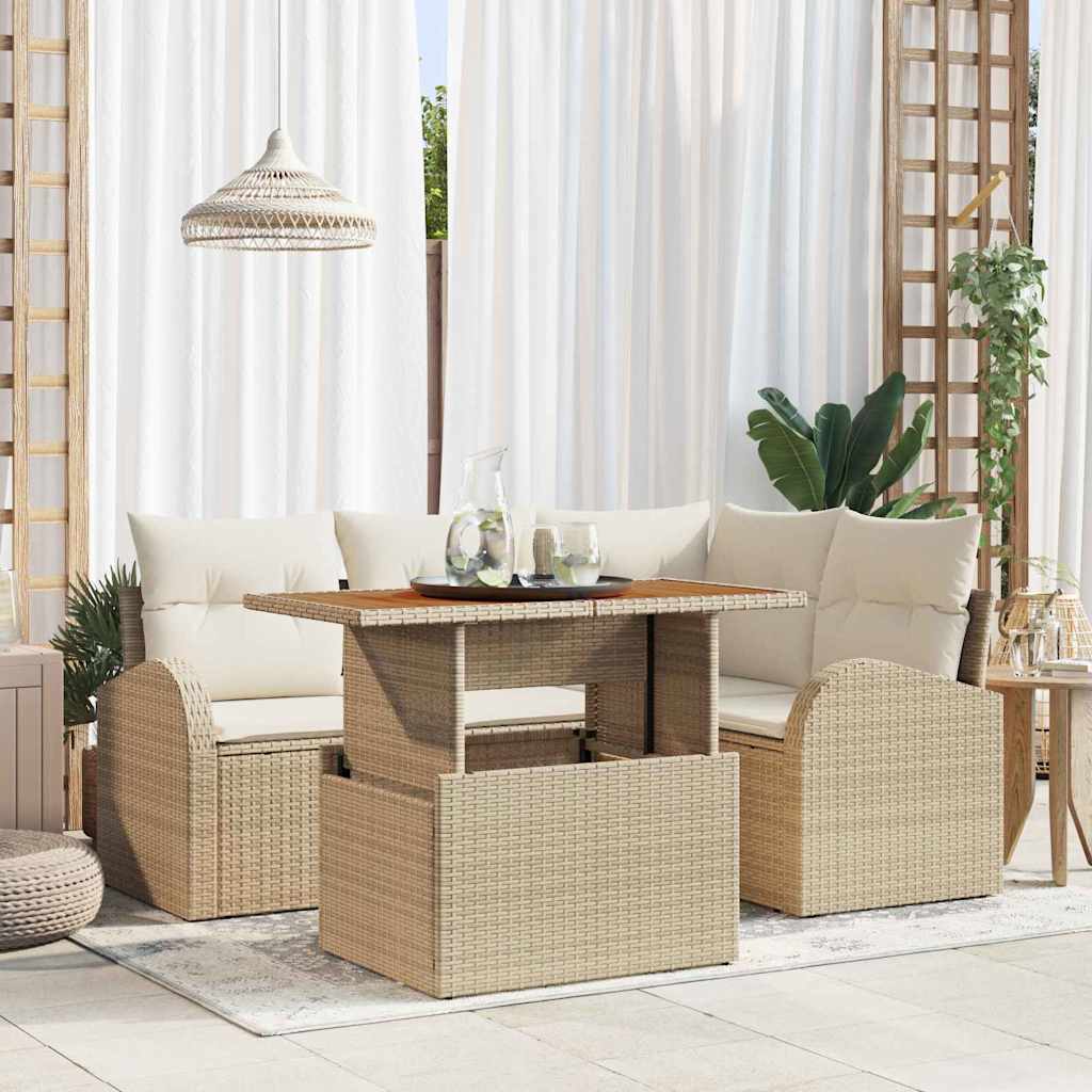 Havesofa Sæt 5 stk. beige og cremefarvet