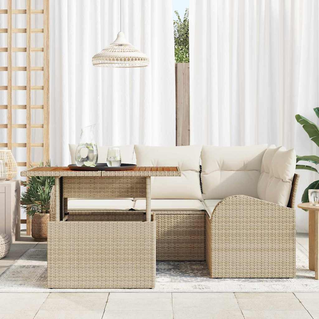 Havesofa Sæt 5 stk. beige og cremefarvet