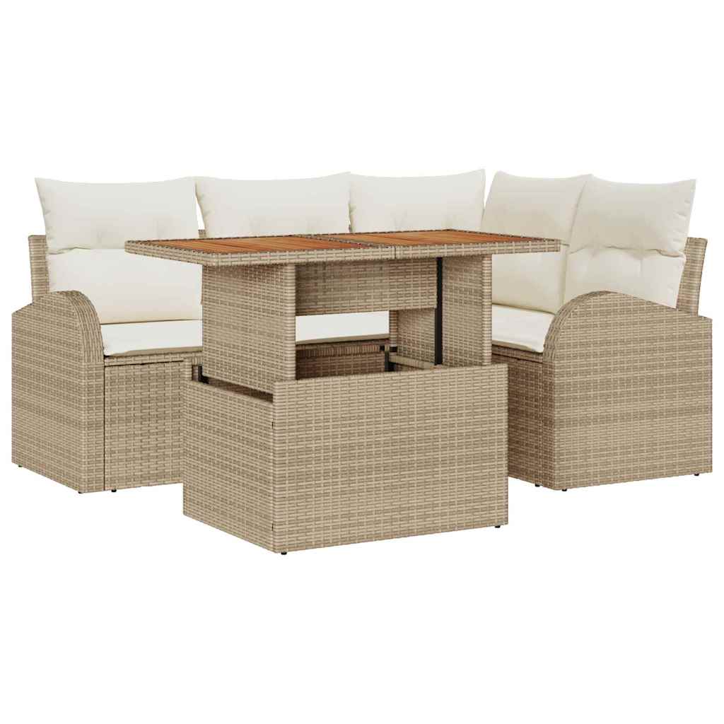 Havesofa Sæt 5 stk. beige og cremefarvet