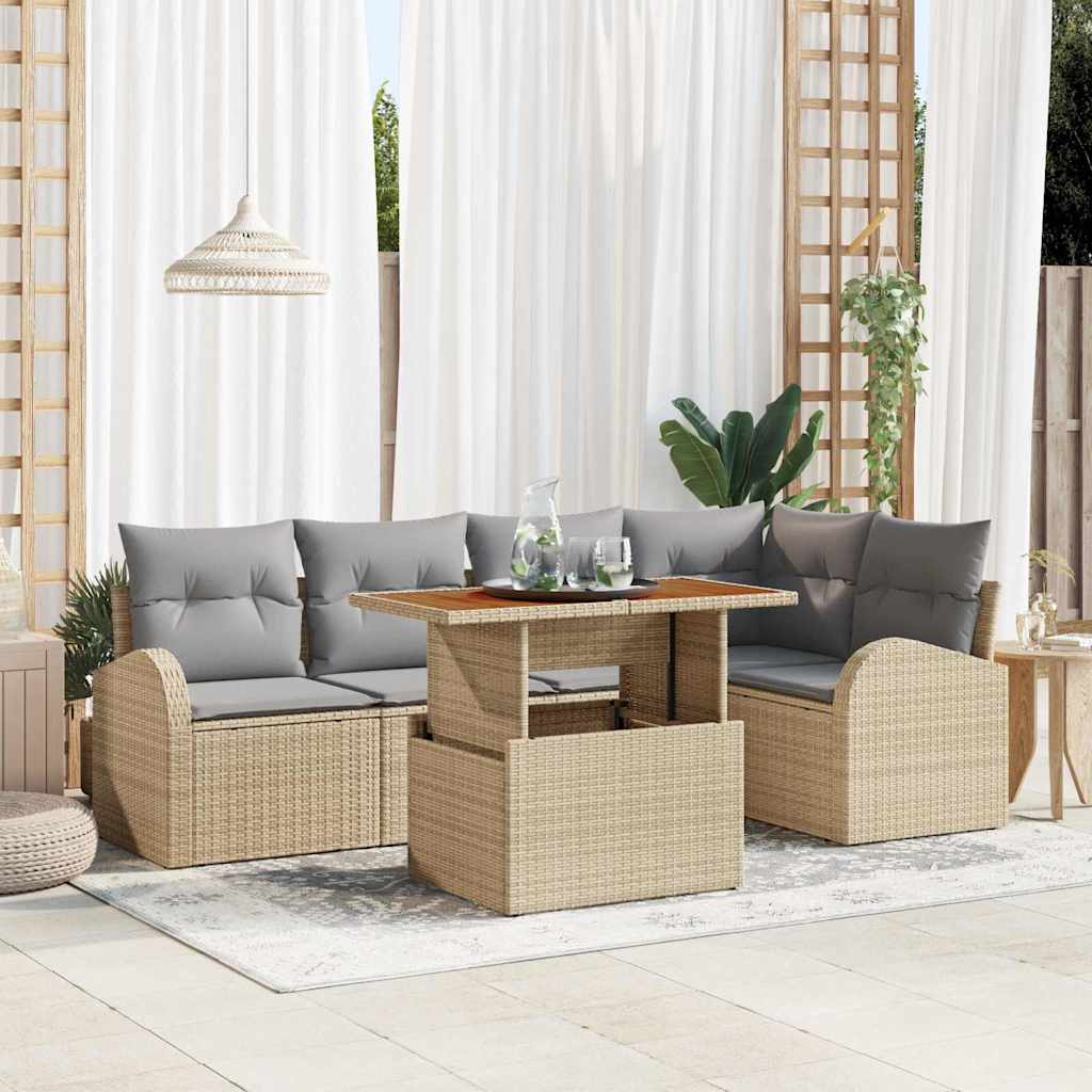 Havesofa Sæt 6 stk. beige og lysegrå