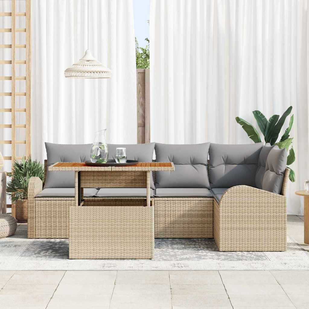 Havesofa Sæt 6 stk. beige og lysegrå
