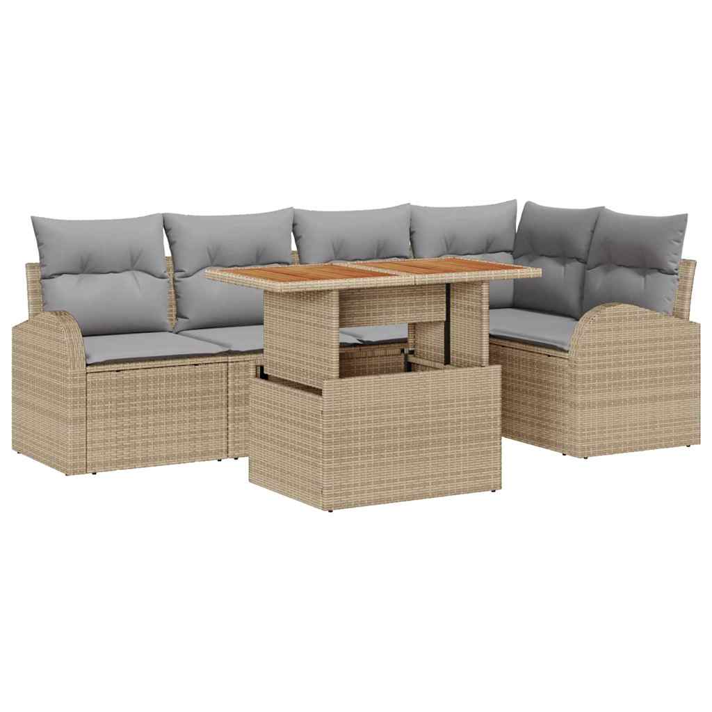 Havesofa Sæt 6 stk. beige og lysegrå
