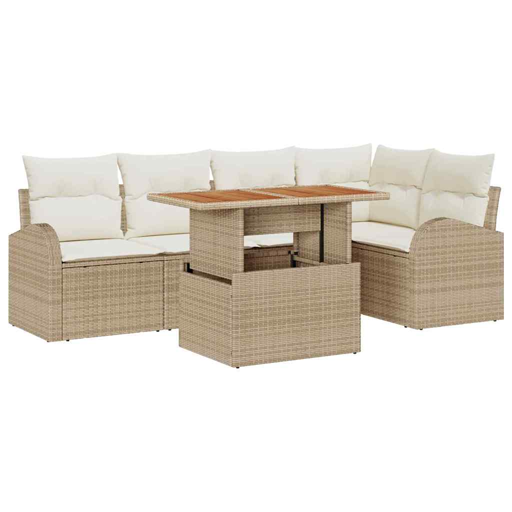 Havesofa Sæt 6 stk. beige og cremefarvet