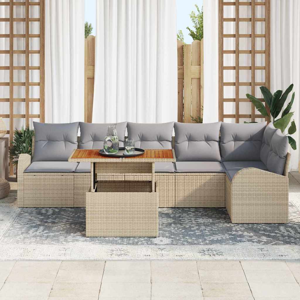 Havesofa Sæt 7 stk. beige og lysegrå