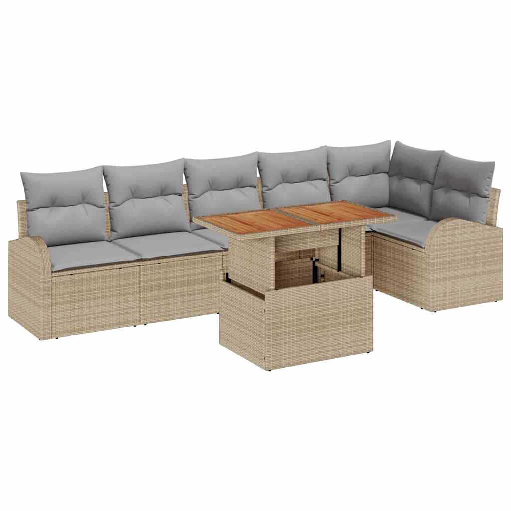 Havesofa Sæt 7 stk. beige og lysegrå