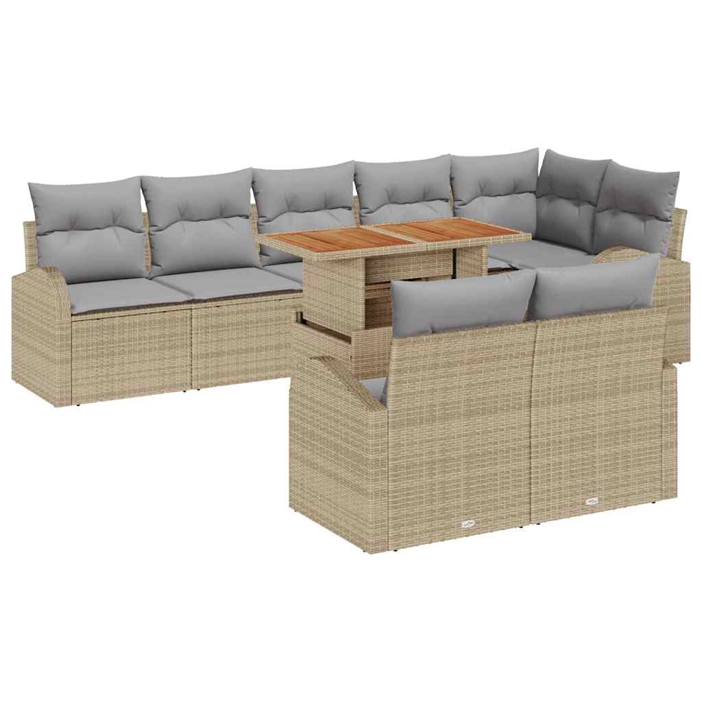 Havesofa Sæt 9 stk. beige og lysegrå