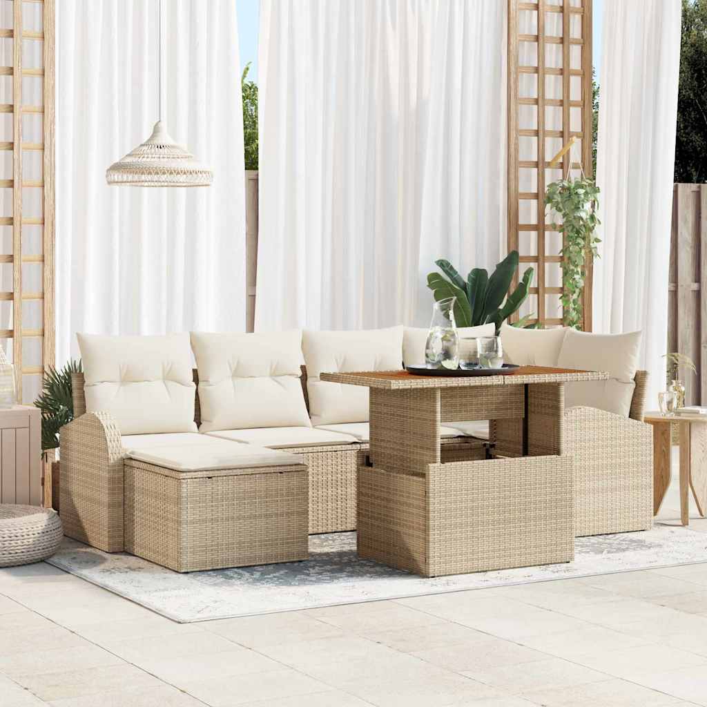 Havesofa Sæt 7 stk. beige og cremefarvet