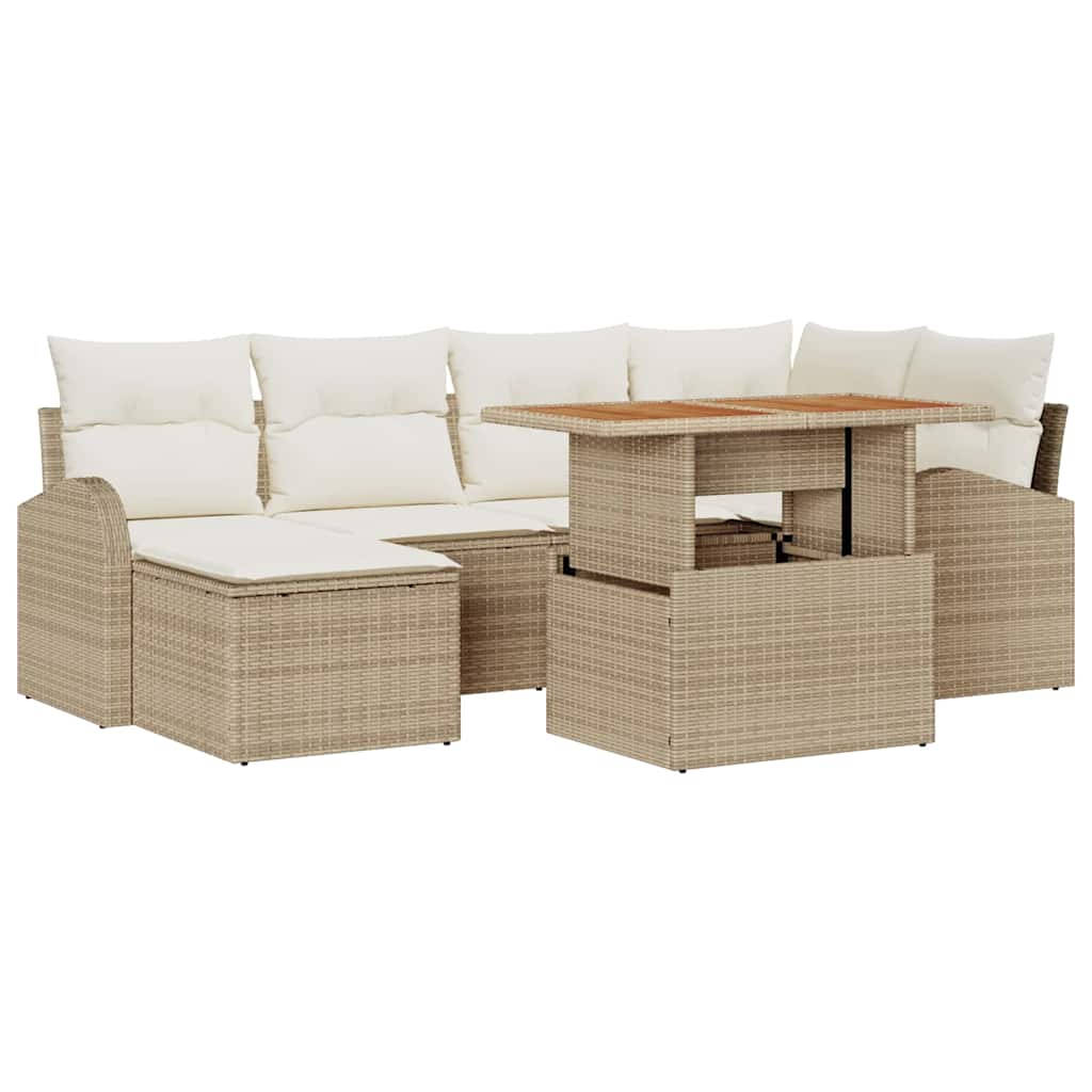 Havesofa Sæt 7 stk. beige og cremefarvet