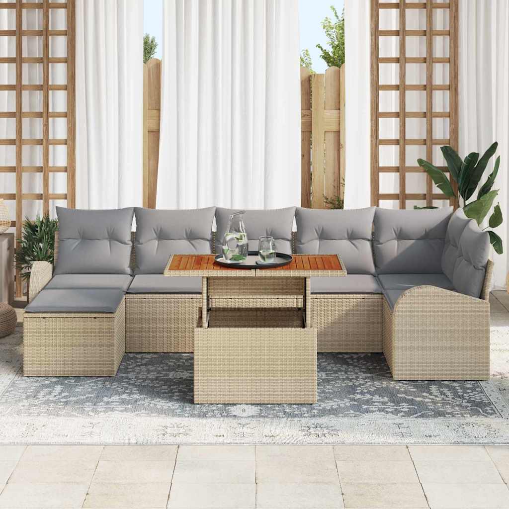 Havesofa Sæt 8 stk. beige og lysegrå